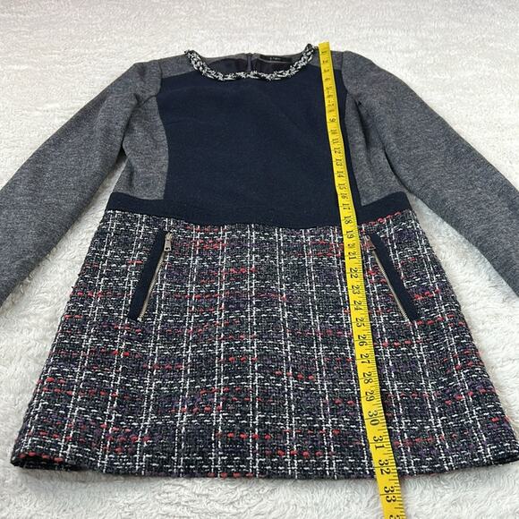 Line long sleeved tweed skirt mod mini dress, Small - Picture 4 of 9